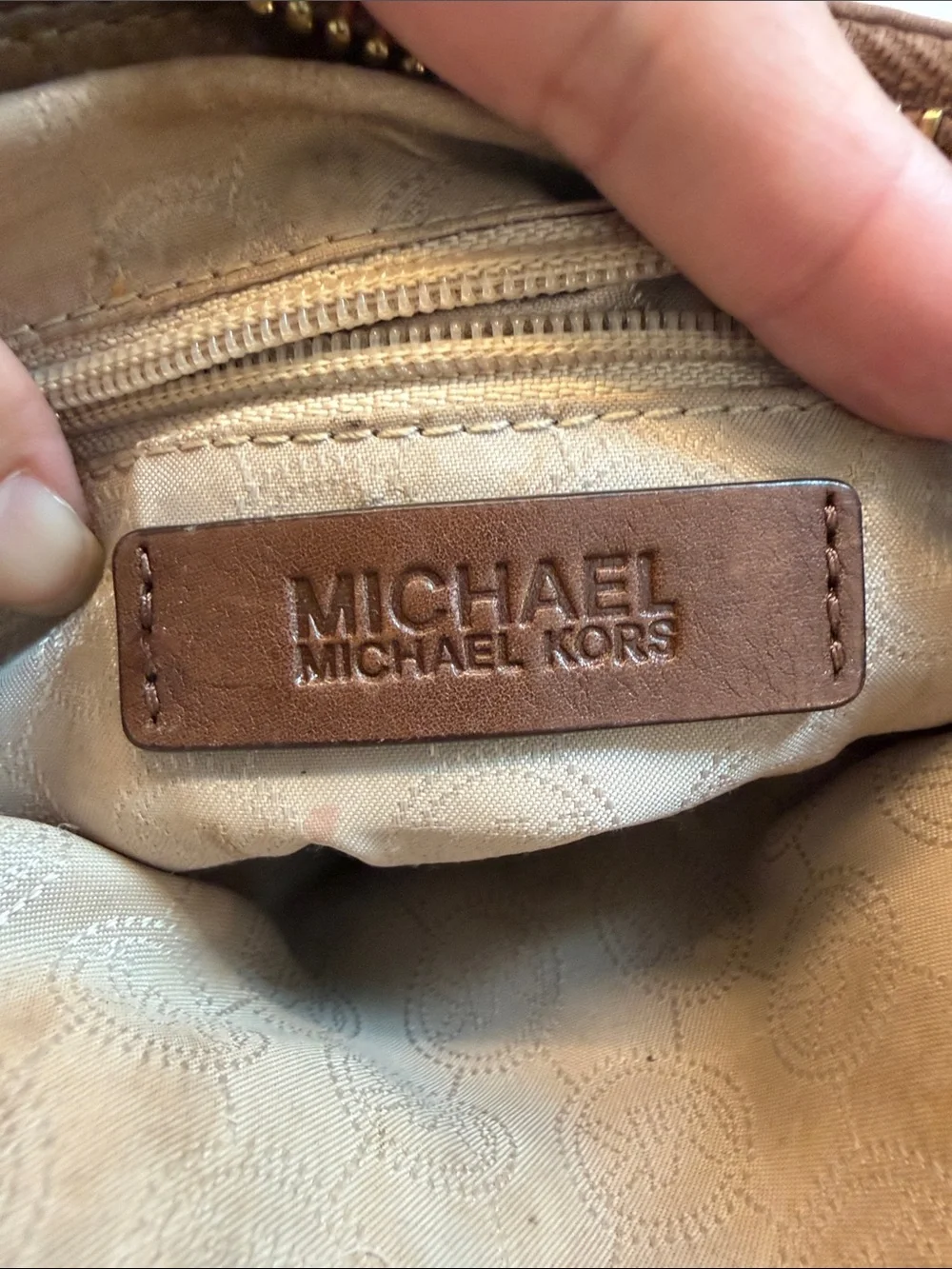 Michael Kors Tan Brown MK Logo Messenger Crossbody